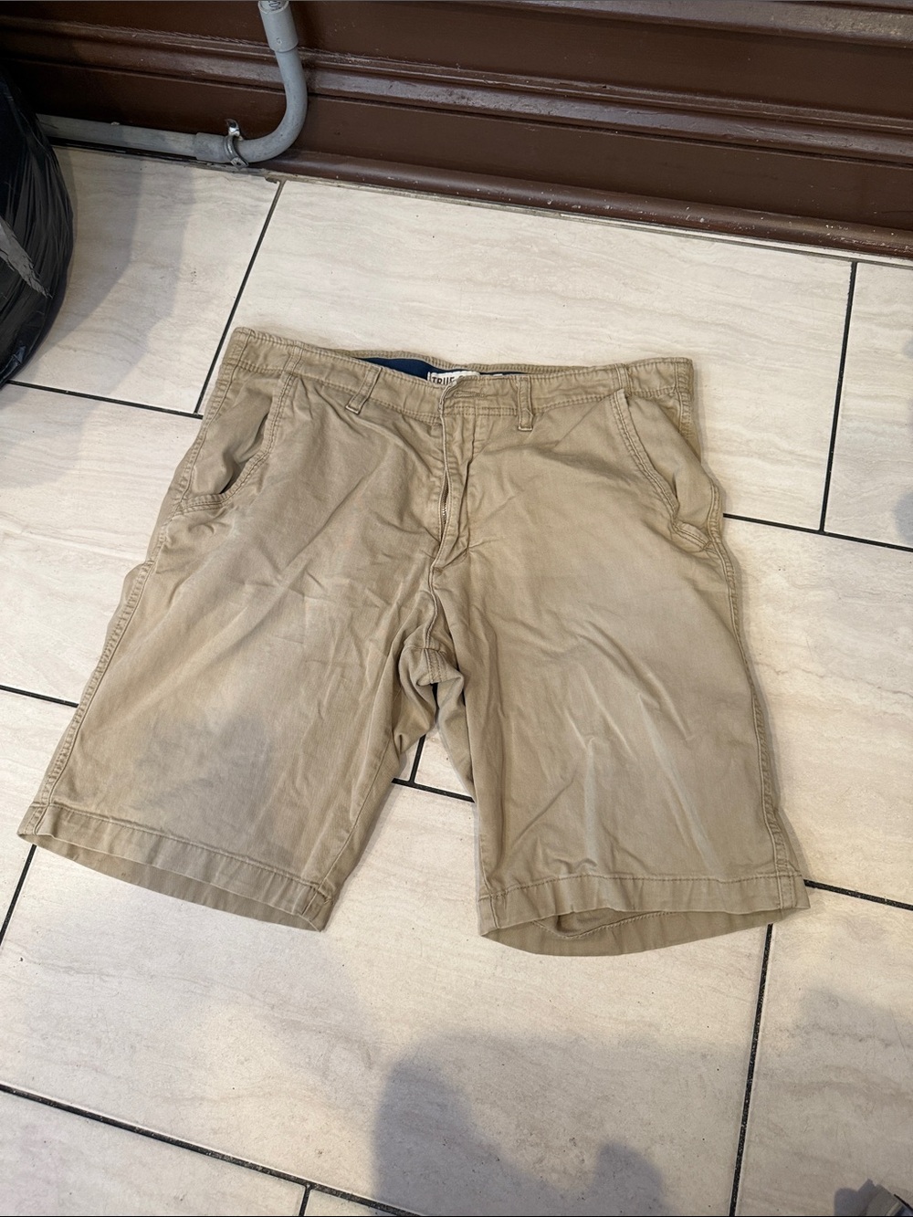 True Craft Men's Khaki Flat-Front Cotton Shorts